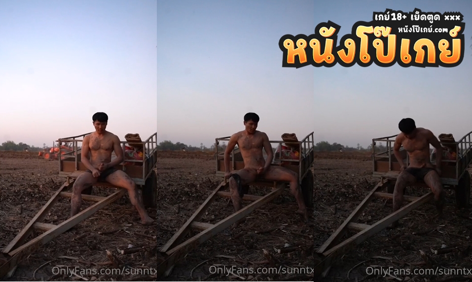 คลิปโป๊เกย์ sunntx พี่ซันหนุ่มชาวนาไทยสุดหล่อนั่งแก้ผ้าชักว่าวอวดควยบนพ่วงเทรลเลอร์รถไถน้อยที่กลางนา