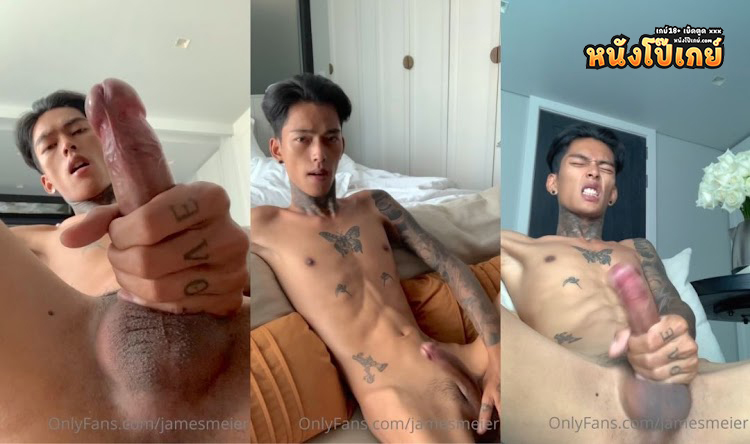 คลิปโป๊เกย์ Onlyfans jamesmeier หนุ่มเกย์ไทยหน้าหล่อตัวผอมกับรอยสักสุดเท่ เจมส์กำลังอยากลองของเลยโชว์อัดคลิปชักว่าว